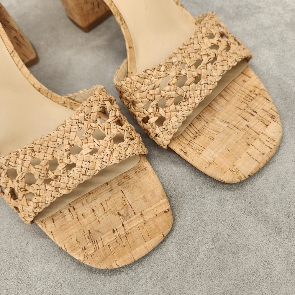 Antonio Melani Heeled Sandals 9.5 Tan Cork Woven Gretel Boho Cottagecore New$140 - Picture 6 of 16